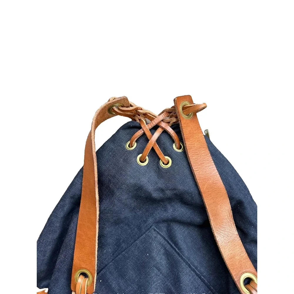 Maui HI Treehouse Designs Mauna Backpack Sling Denim Leather Young Living Zipper